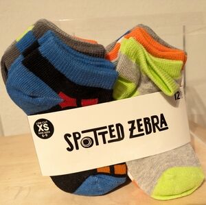 Spotted Zebra Boys Low Cut Socks, XS Shoe Sizes 6-9, NEW, 12 pairs